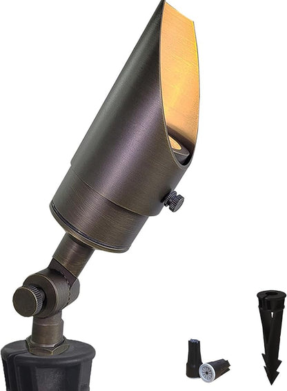 MALORY Landscape Spotlight, Brass Spot Light Outdoor with 5W MR16 LED Bulb, 12V AC/DC Low Voltage Landscape Lighting Waterproof Spot Lights for Outside Tree, Garden, Yard (S01, 1 Pack Without Bulb)