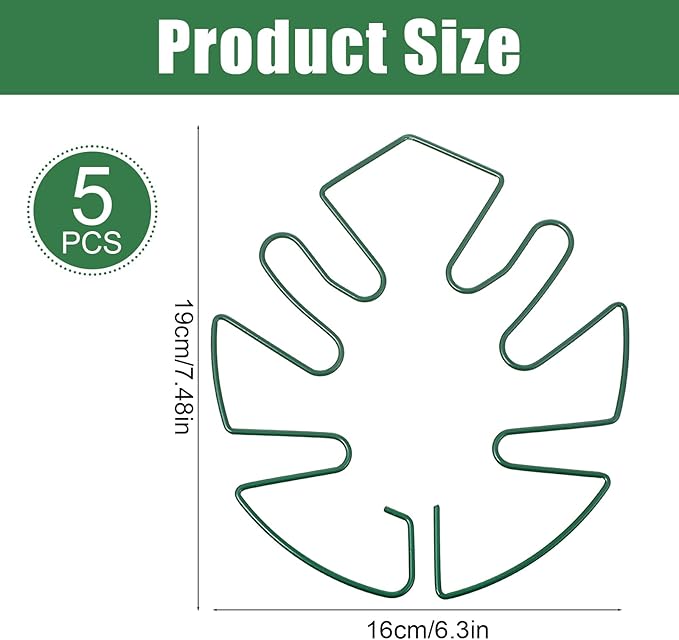 5 PCS Iron Monstera Plant Support, Plant Supports for Indoor Plants, Metal Monstera Plant Stabilizer, Plants Stem Holder for Thriving Growth Indoor Plants(Green)