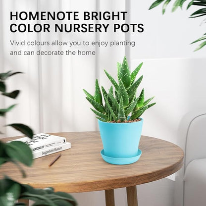4 inch Plant Pots 10 pcs Flower Pots for Indoor Plants Pots small Succulent Pots with Drainage Plastic Mini Flower Pots Herb Garden Planter Indoor Herb Plants Nursery Pots for Plants white & blue