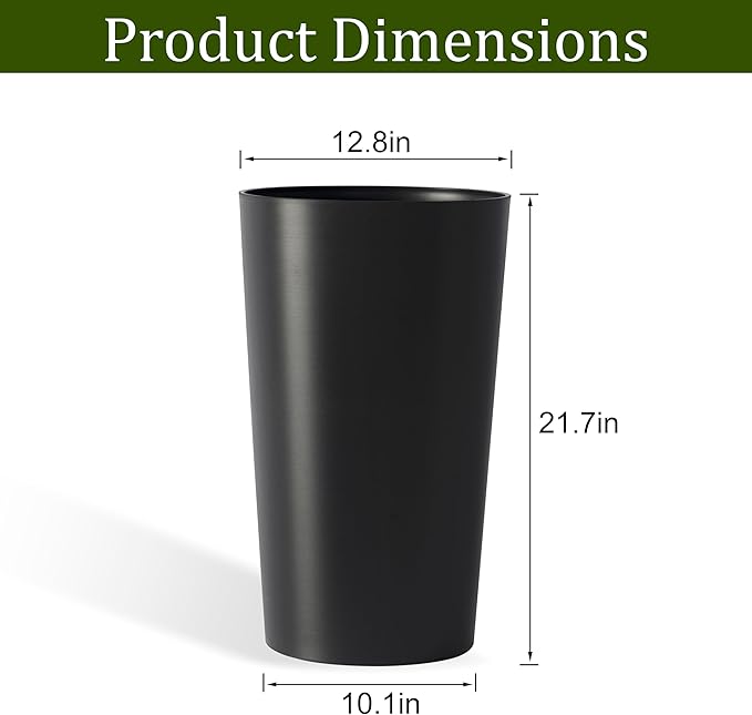 Set of 2 Tall Planters 22", Large Planters for Outdoor Indoor Plant Pots with Wire Drawing Process, Containers Large Decorative Tree Planter Front Porch Patio, Black