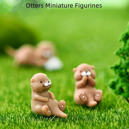 Otters Fairy Garden Accessories, Lovely Otter Miniature Figurines, Mini Otter Fairy Garden Kit for Micro Landscape, Plant Pots, Bonsai Craft Decor, Desk Decoration, Cake Topper, Home Decoration