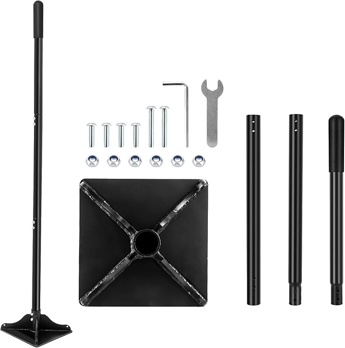 Ground Tamper Tool, 8"X8" Steel Tamper, Heavy Duty Hand Soil Tamper Tool with 48 Inch Handle for Leveling Soil, Installing Paving Stones, Gravel, Asphalt, Sand, and Repairing Pavement