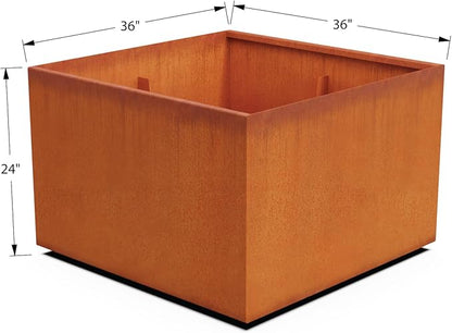 PLANTERCRAFT Corten Steel Planter Square Cube Metal Garden Box Heavy Duty | Made in USA | Fully Assembled | Commercial Residental Outdoor
