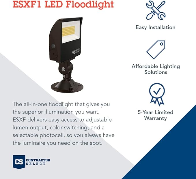 Lithonia Lighting ESXF1 ALO SWW2 KY DDB M2 Outdoor LED Switchable Floodlight, Knuckle or Yoke Mount, Bronze