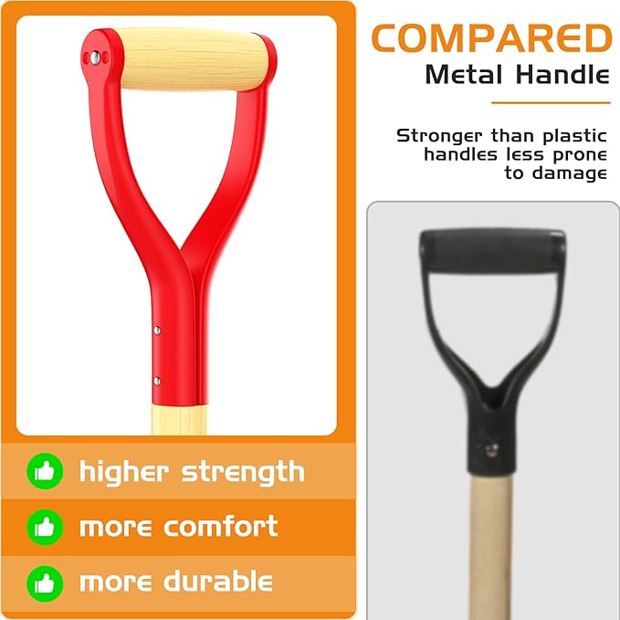 HIGHLIGHT Spade Shovel, Transplanting Spade, Drain Spade, Spade Shovels for Digging, Sharp Shooter Shovel or Spade, 45Inch, Stell D-Grip, Wooden Handle