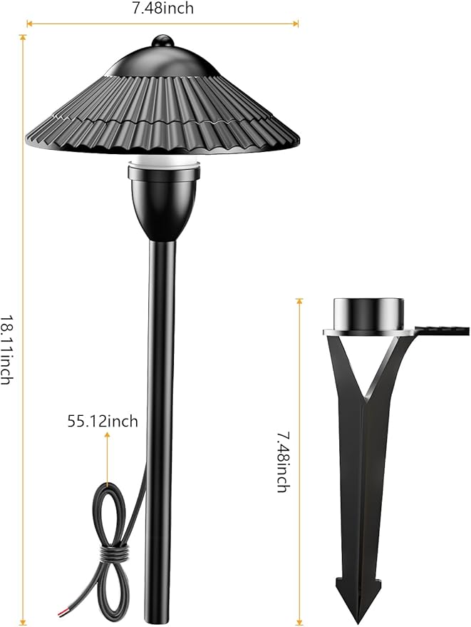 ZUCKEO Low Voltage Landscape Lighting LED Pathway Lights, 5W Landscape Path Lights 3000K Warm White 12-24V, Outdoor IP66 Ground Light for Garden, Walkway, Yard (12-Pack with Connector)