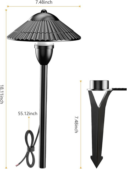 ZUCKEO Low Voltage Landscape Lighting LED Pathway Lights, 5W Landscape Path Lights 3000K Warm White 12-24V, Outdoor IP66 Ground Light for Garden, Walkway, Yard (12-Pack with Connector)