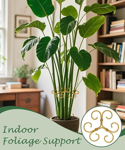 10Pcs Plant Stem Supports for Indoor Plants,2025 New Durable Adjustable Monstera Plant Stabilizer Support,Golden Climbing Plants Stabilization and Support Outdoor 4.1x4.1 inches(10PC-B)