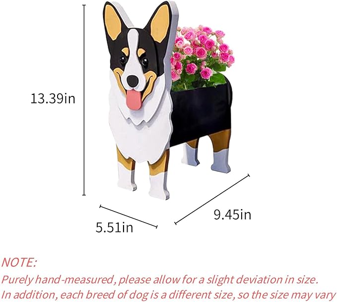 Concepts Welsh Corgi Dog Planter Plant Pots,Cute Dog Flower Planter,Gifts for Pet Lovers,Unique Animal Plant Pots,Office,Indoor Outdoor Garden Decor(9.45 * 5.51 * 13.35in)