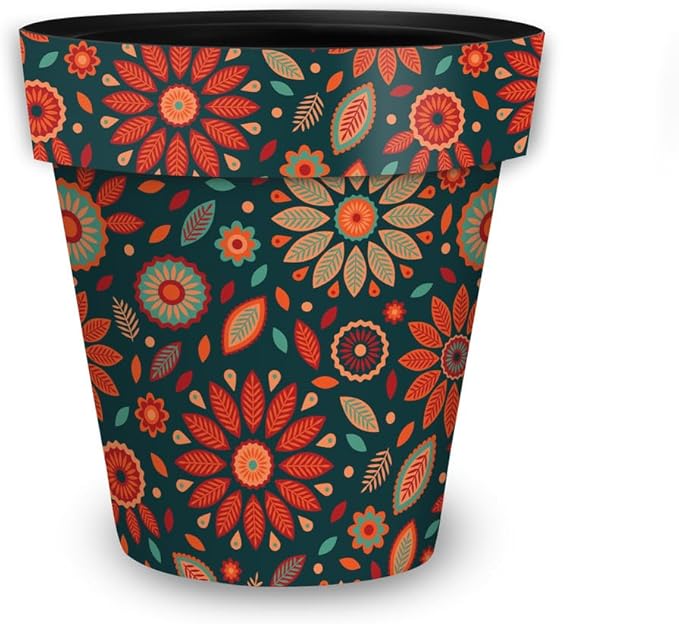 Briarwood Lane Orange and Teal Floral Small Planter