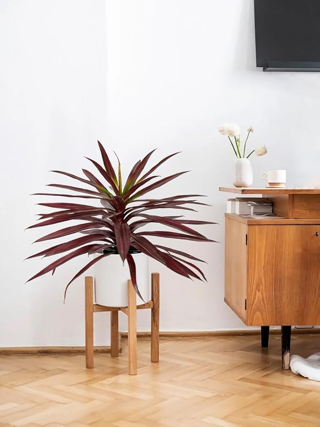 Briful Large Fake Agave Plant 17.3 Inch Red Artificial Yucca Potted Plants Outdoor Faux Agave Plants for Home Room Office Garden Front Porch Patio Decoration