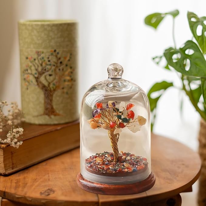 RITUALISTIC Dome Crystal Chakra Tree | Gemstone Bonsai for Healing, Energy Balance, Meditation | Spiritual Crystal Tree of Life with Natural Crystals for Positive Vibes | Perfect for Gift & Christmas