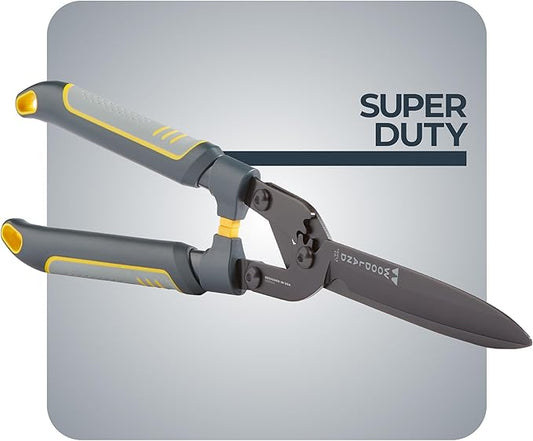 Woodland Tools Super Duty Hedge Shears, 23 Inch Manual Hedge Clippers with 10 Inch Gear-Assist Blades, Power Notch, and Non Stick Coating, Heavy Duty Trimmer for Thick Shrubs and Hedges