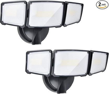 Philips 72W 7400LM LED Flood Lights Outdoor, Switch Controlled Aluminum Security Lights, 3 Adjustable Heads, Wall Mount, 5000K Daylight, Waterproof for Yard, Garage (2 Packs)