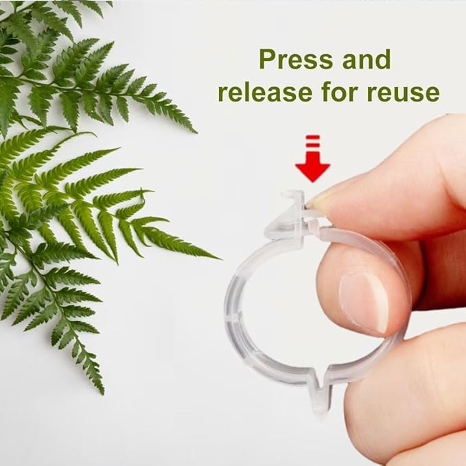 Secured Plastic Plant Clip, 2025 Upgrade Plant Support Clips Reusable Garden Clips, Garden Clips for Climbing Plants, Plastic Trellis Clips Tomato Grape Vine Vegetables Plant Fixing Clips (100, Green)