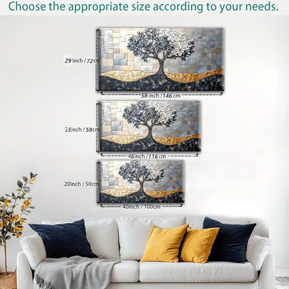 Tree Canvas Wall Art Abstract Tree of Life Canvas Artwork - Large Modern Nature Painting, Framed Prints for Living Room, Bedroom, Bathroom & Office Décor, Ready to Hang 32L x 16W