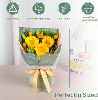 vaanshie Preserved Sunflower Bouquet - Forever Flowers for Delivery, Long-Lasting Flower with Gift Box, Eternal flowers Bouquet for Mothers, Mom, Wife Anniversary Birthday Gifts for Women and Her