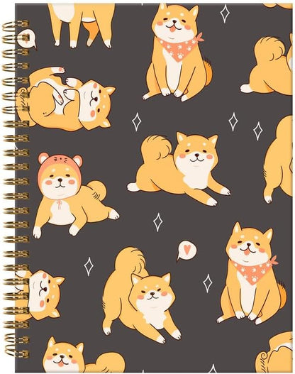 Spiral Journal Notebook,A5 Hardcover Lined Journals for Women Girl 6 x 8.3 in,120 Pages Thick Paper,Cute College Ruled Writing Notebook for Gifts Office Work School(Kawaii Shiba Dog)