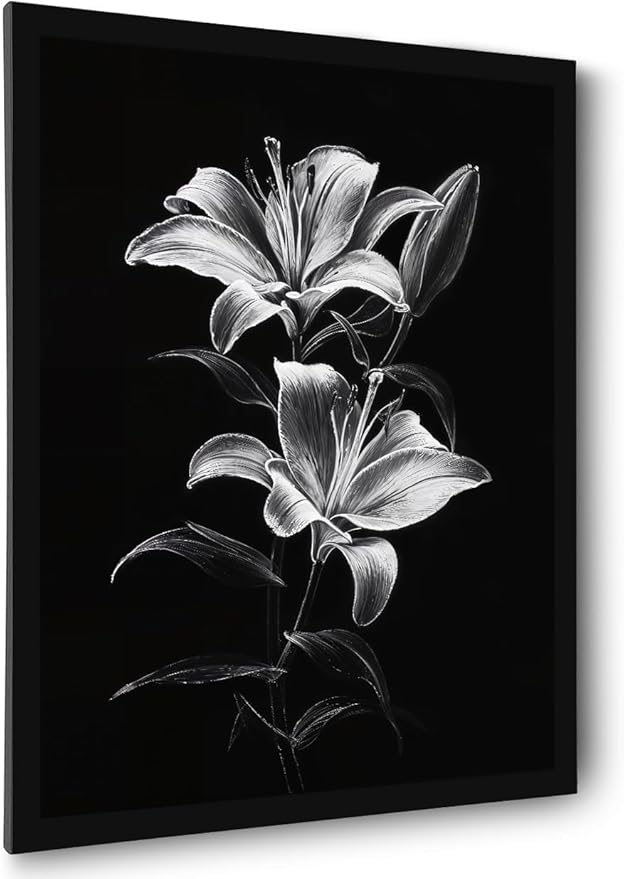 Flowers Bathroom Wall Art Prints Canvas Art Wall Decor Framed Vintage Wall Art Decor Black and White Wall Art Decorations Botanical Hallway Wall Art Pictures for Bathroom Artwork For Walls 8x10 Inchs