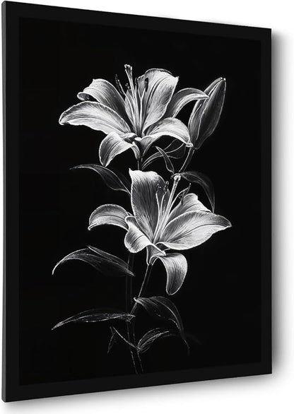 Flowers Bathroom Wall Art Prints Canvas Art Wall Decor Framed Vintage Wall Art Decor Black and White Wall Art Decorations Botanical Hallway Wall Art Pictures for Bathroom Artwork For Walls 8x10 Inchs