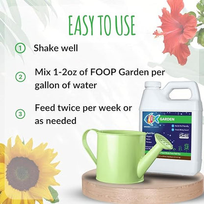 FOOP Garden - Organic Liquid Plant Food Made from Fish Manure (with Fresh Minty Scent) | Fish Fertilizer Alternative Perfect for Veggies, Herbs, Flowers,Trees,Shrubs | Kid&Pet Friendly (32oz, 2 Pack)