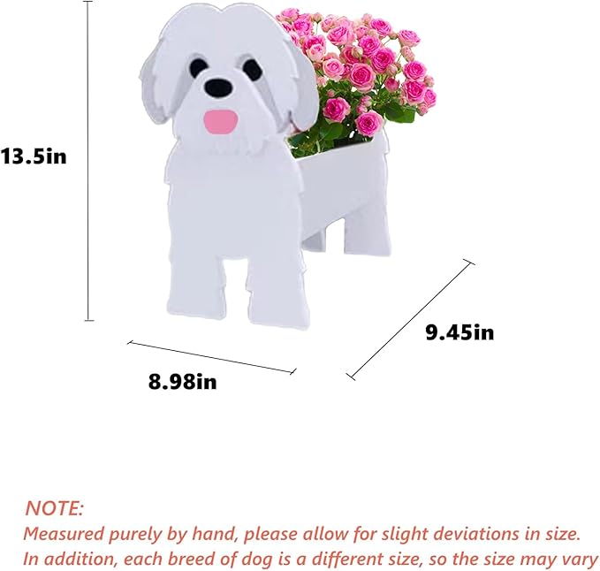 Shih Tzu White Dog Planter Plant Pots,Cute Dog Flower Planter,Gifts for Pet Lovers,Unique Animal Plant Pots,Office,Indoor Outdoor Garden Decor