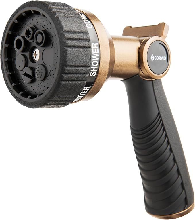 10-Pack Corvid Thumb Control 8-Pattern Garden Hose Nozzle, High-Pressure Adjustable Spray with Ergonomic Soft-Grip Handle and Durable Metal Construction, Ideal for Lawn & Garden, Car Washing