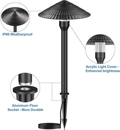 Landscape Lighting Pathway Lights 12 Pack, 5W Low Voltage LED Outdoor Garden Lights, Cast Aluminum with Acrylic Lens, IP66 Waterproof Yard Walkway Driveway Patio Path Light, Transformer Cable Included