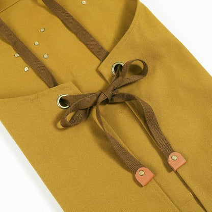 Chef Aprons for Men Canvas Apron with Large Pockets and Adjustable Neck Strap for Cooking, BBQ, Gardening