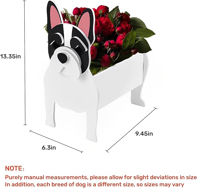 White French Bulldog Dog Planter Plant Pots,Cute Dog Flower Planter,Gifts for Pet Lovers,Unique Animal Plant Pots,Office,Indoor Outdoor Garden Decor(9.45 * 6.3 * 13.35in)