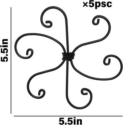 Black Monstera Plant Support 5.5IN 5PCS Premium Stem Support System for Indoor Plants, Durable Stabilizer for Monstera and Climbing Plants, Easy Installation Leaf Holder, Fishbone Cactus Stake