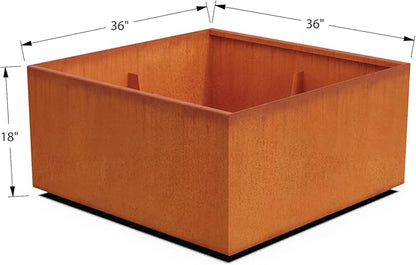 PLANTERCRAFT Corten Steel Planter Square Cube Metal Garden Box Heavy Duty | Made in USA | Fully Assembled | Commercial Residental Outdoor