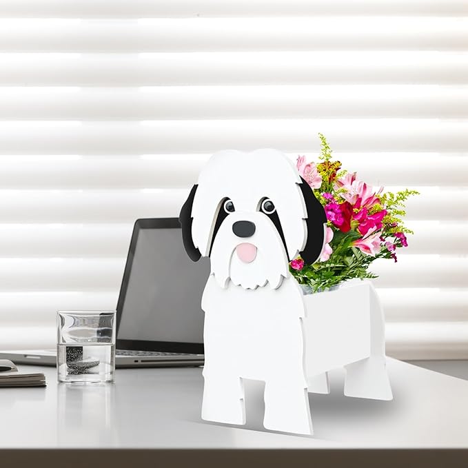 Shih Tzu Dog Planter Plant Pots,Cute Dog Flower Planter,Gifts for Pet Lovers,Unique Animal Plant Pots,Office,Indoor Outdoor Garden Decor(9.45 * 8.97 * 13.5in)