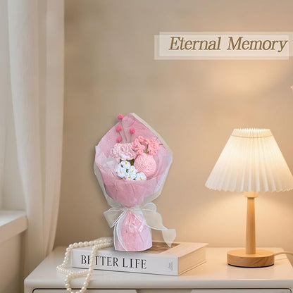 Carnation Crochet Flowers Bouquet Handmade Knitted Artificial Flowers Home Decor