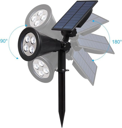 T-SUN Solar Spotlights, 4 LED Solar Powered Landscape Spotlights Waterproof Outdoor Lights Auto ON/OFF for Garden, Driveway, Yard, Patio, Pool Area (White-4 Pack)