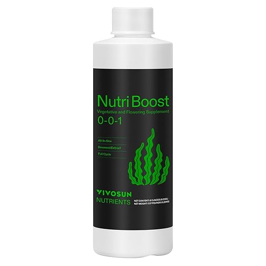 VIVOSUN Seaweed and Kelp Fertilizer, Concentrated Plant Additive NutriBoost (0-0-1), All-Purpose Liquid Food for All Growing Stages, for Trees, Vegetables, Flowers, Fruits, Lawn, Plants, 8 Ounces