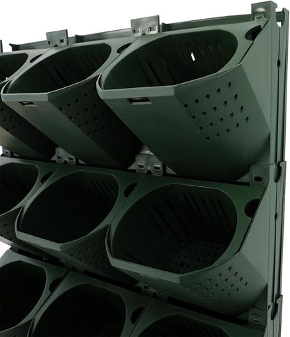 Wall-Mounted Flower Pot Holder for Indoor Outdoor Use on Balcony, Patio, Garden (36-Slot Army Green)