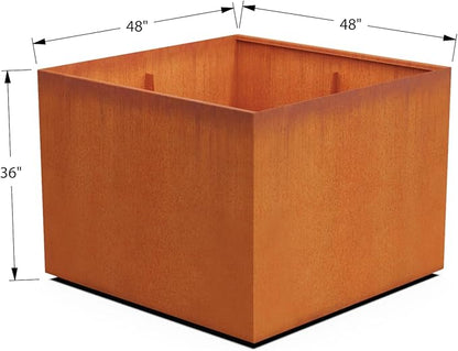 PLANTERCRAFT Corten Steel Planter Square Cube Metal Garden Box Heavy Duty | Made in USA | Fully Assembled | Commercial Residental Outdoor