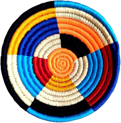 Bhumee Creations Rattan Trendy & Timeless: Sabai Grass Wall Basket - Handwoven Wall Art (Blue, Set of 3)