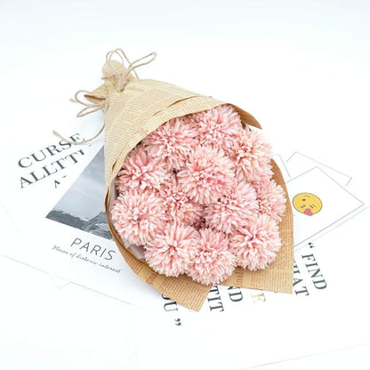Artificial Flowers Chrysanthemum Ball Flowers Bouquet 10pcs Present for Important People Glorious Moral for Home Office Coffee House Parties and Wedding (Light Pink)