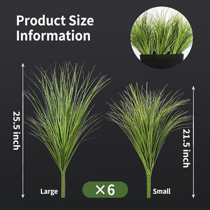Melorca&Guilla Artificial Plants 6PCS 21.5“ Fake Tall Onion Grass,Faux Grass Plant,Artificial Greenery Shrubs Bushes for Garden Porch Window Box Shop Office Home Décor