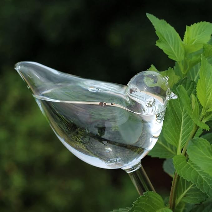 Mkono Plant Self Watering Globes Glass Water Bulbs for Planter Insert, Bird Shape Self Watering Devices Automatic Plant Waterer Spikes for Indoor Outdoor Plants, Gifts for Plant Lovers, 2 Pack