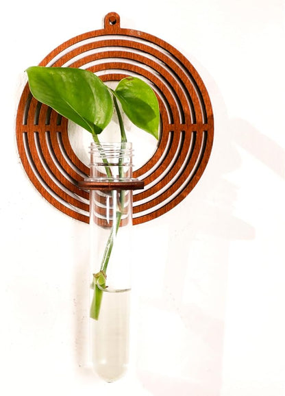 Wood Letter Wall Planter Terrariums Propagation Station with Test Tube Clear Flower Vase for Hydroponics Custom Vertical Garden Walnut DIY Home Decor Hanging Plant Holder Alphabet