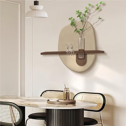 TJTKWIR Creative Sandstone Wall Art Decor, Wall Decoration with Vase and Artificial Plant, Three-dimensional Wall Mural for Living Room, Restaurant(Brown)