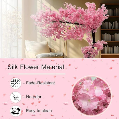 Cherry Blossom Tree Wishing Tree Handmade Shopping Wedding Party Indoor and Outdoor Decoration Artificial Cherry Blossom Tree (8.2ftX6.5ft)