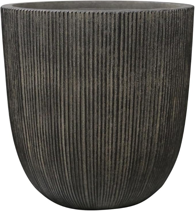 14.8"H Tall Round Plastic Planter for Indoor Outdoor Plants, Large Indoor Outdoor Plant Pots with Drainage Hole and Plug, Flower Pots for Plants, Modern Planter for Home Garden Patio,Vintage Black