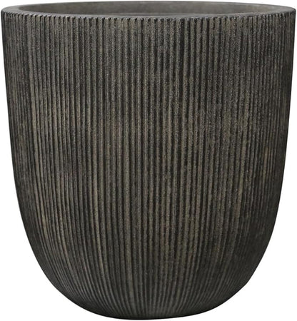 14.8"H Tall Round Plastic Planter for Indoor Outdoor Plants, Large Indoor Outdoor Plant Pots with Drainage Hole and Plug, Flower Pots for Plants, Modern Planter for Home Garden Patio,Vintage Black