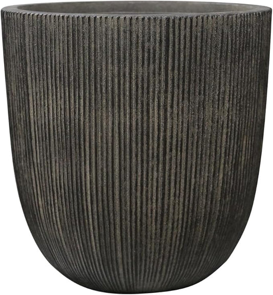 14.8"H Tall Round Plastic Planter for Indoor Outdoor Plants, Large Indoor Outdoor Plant Pots with Drainage Hole and Plug, Flower Pots for Plants, Modern Planter for Home Garden Patio,Vintage Black