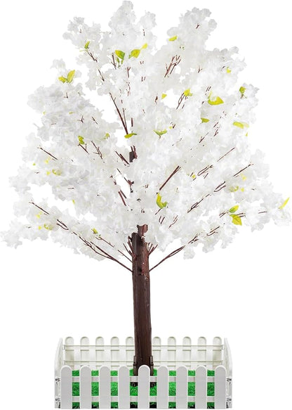 Artificial Cherry Trees Indoor Decor: Handmade Natural Fake Cherry Blossom White Tree Outdoor for Party Wedding Christmas