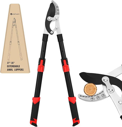 Yesker 27-35" Extendable Loppers for Tree Trimming Heavy Duty Tree Trimmer Bypass Loppers with Compound Action Sharp Anvil Blade up to 2 Inch Cut Capacity Branch Cutter Chops Thick Branches Ease